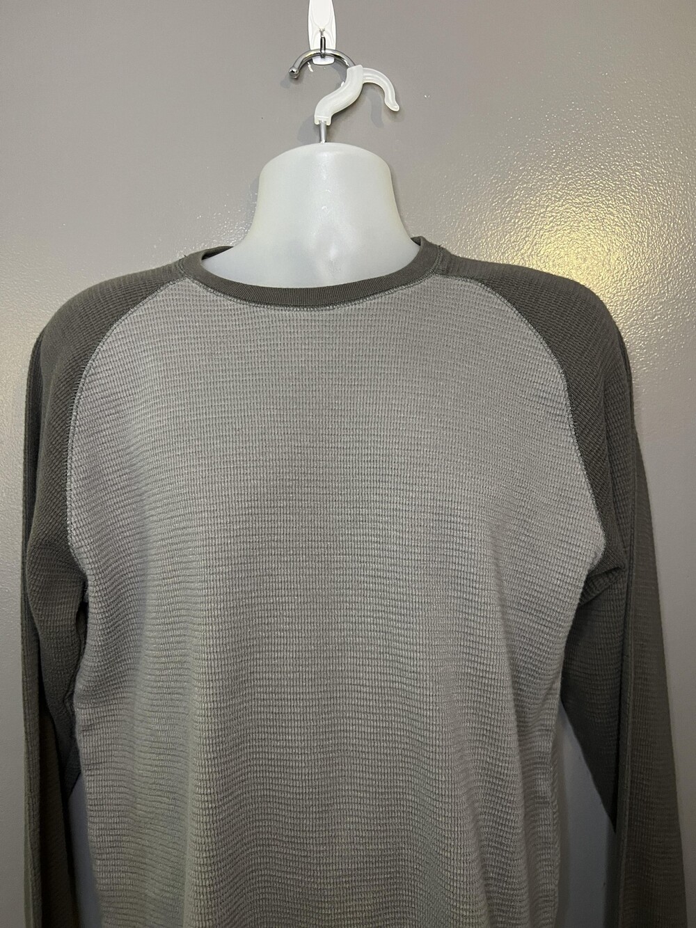 RedHead Shirt Mens Large Gray Long Sleeve Thermal Waffle Knit Casual Crewneck